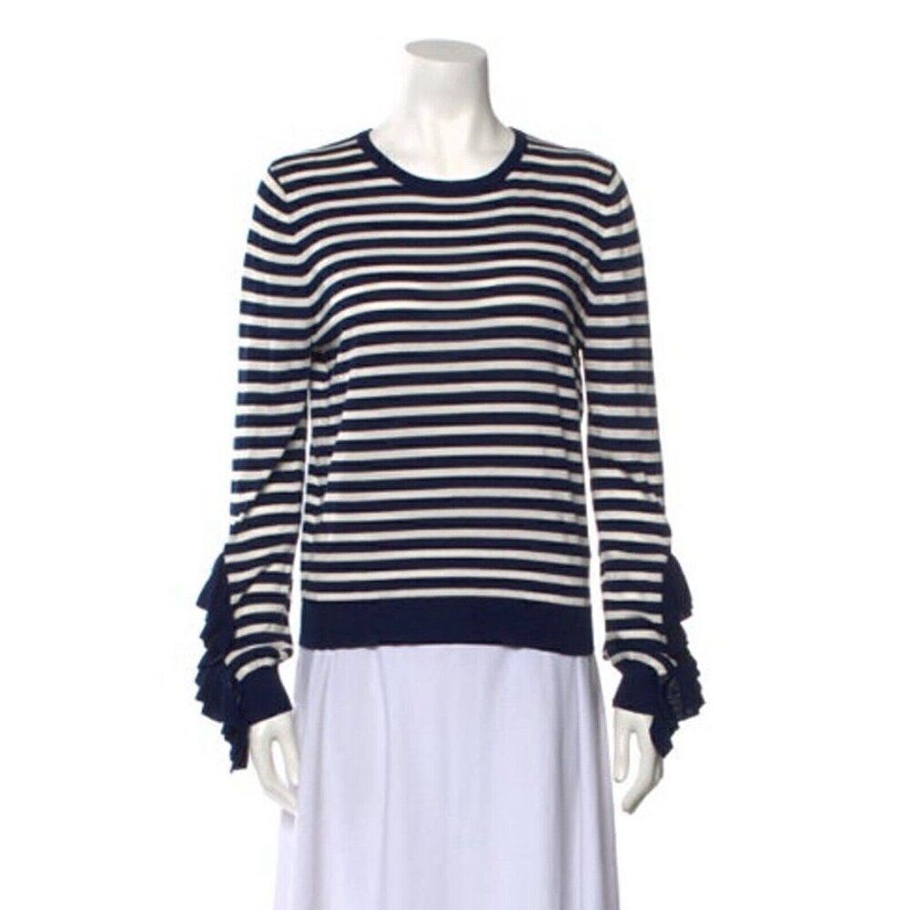 beulah anthropologie Authentic blue white Striped long sleeve sweater top small